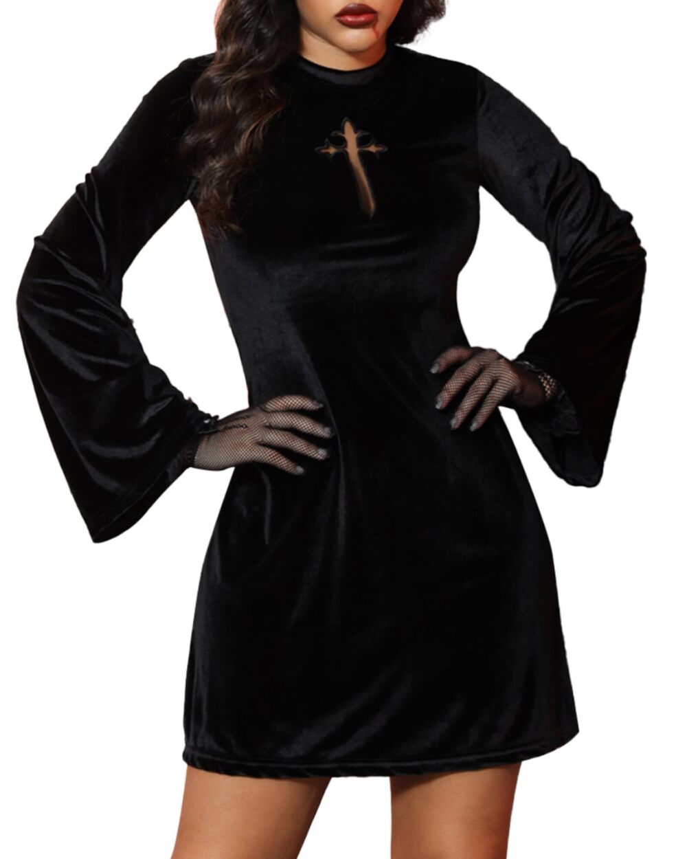 3690 ’s Gothic Halloween Costume Black Witch Dress Sexy Witch Outfit